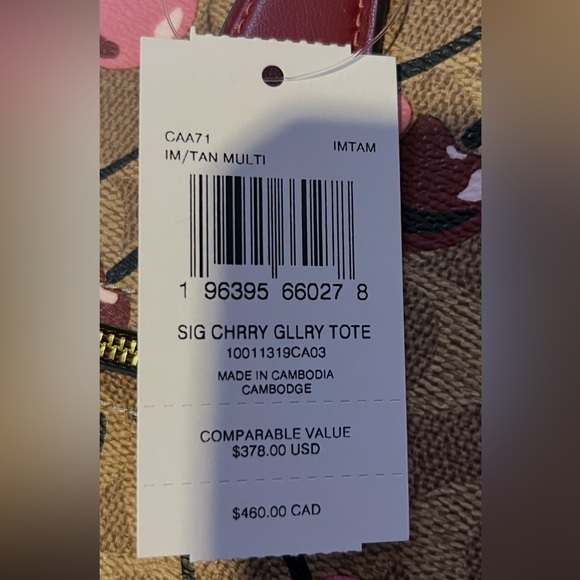Coach Cherry Print Brown Tote Bag - Picture 6 of 7